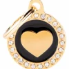 Hundetegn My family Glam Cirkel med Hjerte lille sort/guld