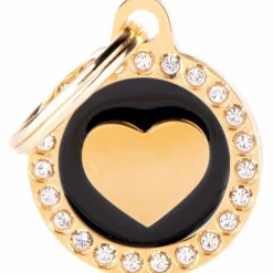 Hundetegn My family Glam Cirkel med Hjerte lille sort/guld