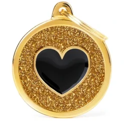 Hundetegn My Family Shine cirkel med hjerte stor guld