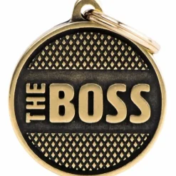 Hundetegn My Family The Boss cirkel lille guld