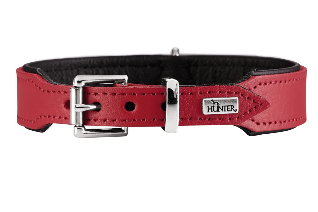 Hunter Basic halsbånd str.42 Rød - 35,0-39,5 cm