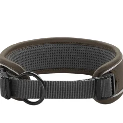 Hunter Divo Hundehalsbånd M 35-45 Brun/Grå - justerbart hundehalsbånd (35-45 cm, B 4,5 cm)