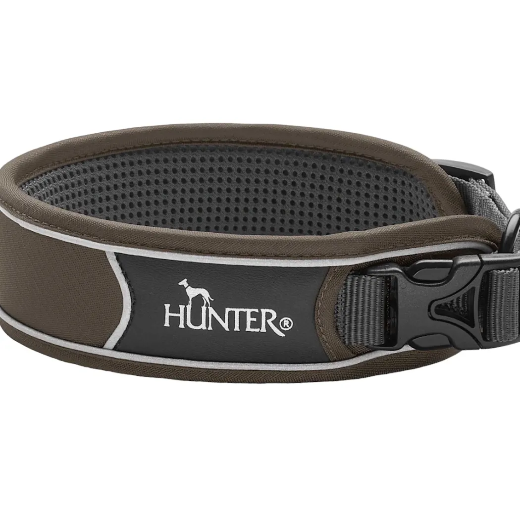 Hunter Divo Hundehalsbånd M 35-45 Brun/Grå - justerbart hundehalsbånd (35-45 cm, B 4,5 cm)