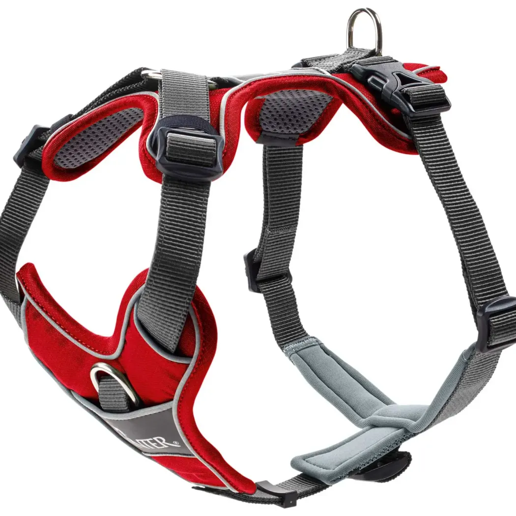 Hunter Divo hundesele S-M rød/grå just mave 52-68 cm - Fleksibel støtte til aktive ture
