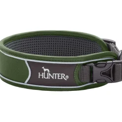 Hunter Halsbånd Divo L Grøn/Grå - justerbart hundehalsbånd (45-55 cm, B 4,5 cm)