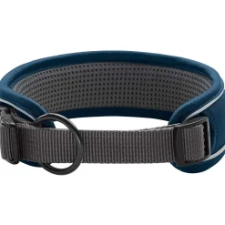 Hunter Halsbånd Divo L Petrol/Grå - justerbart hundehalsbånd (45-55 cm, B 4,5 cm)