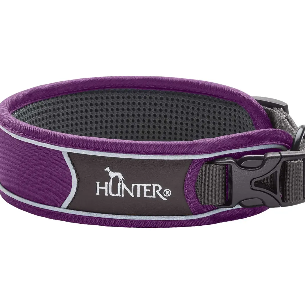 Hunter Halsbånd Divo M Violet/Grå - justerbart hundehalsbånd (35-45 cm, B 4,5 cm)