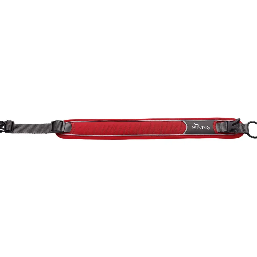 Hunter Halsbånd Divo S Rød/Grå - justerbart hundehalsbånd (25-35 cm, B 4 cm)