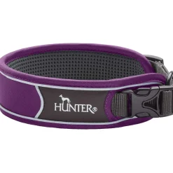 Hunter Halsbånd Divo S Violet/Grå - justerbart hundehalsbånd (25-35 cm, B 4 cm)