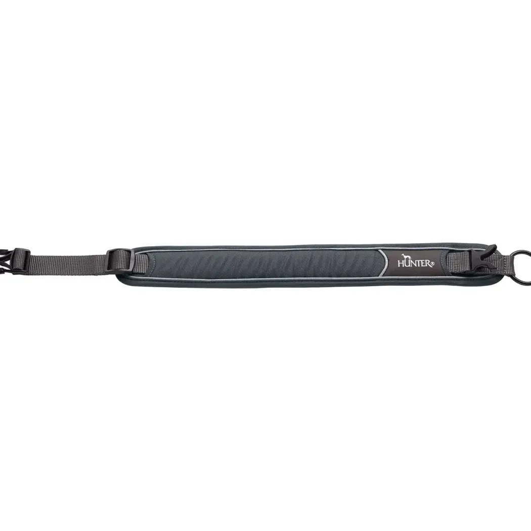 Hunter Halsbånd Divo XL Grå/Grå - justerbart hundehalsbånd (55-65 cm, B 5,5 cm)