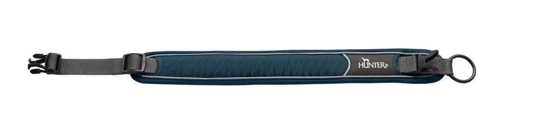 Hunter Halsbånd Divo XL Petrol/Grå - justerbart hundehalsbånd (55-65 cm, B 5,5 cm)