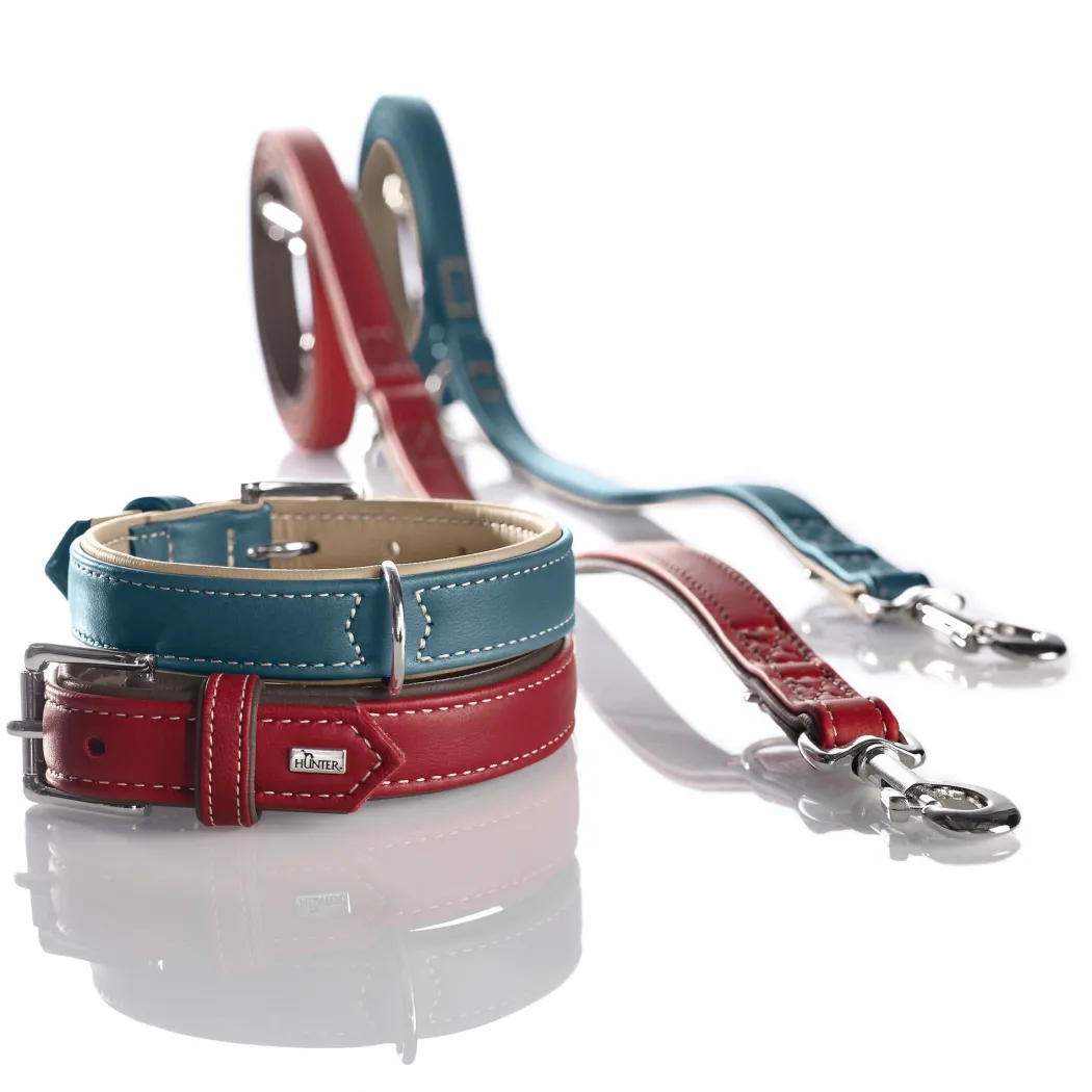 Hunter Hundehalsbånd læder Canada Elg Str.45 Rød - 33-39 cm