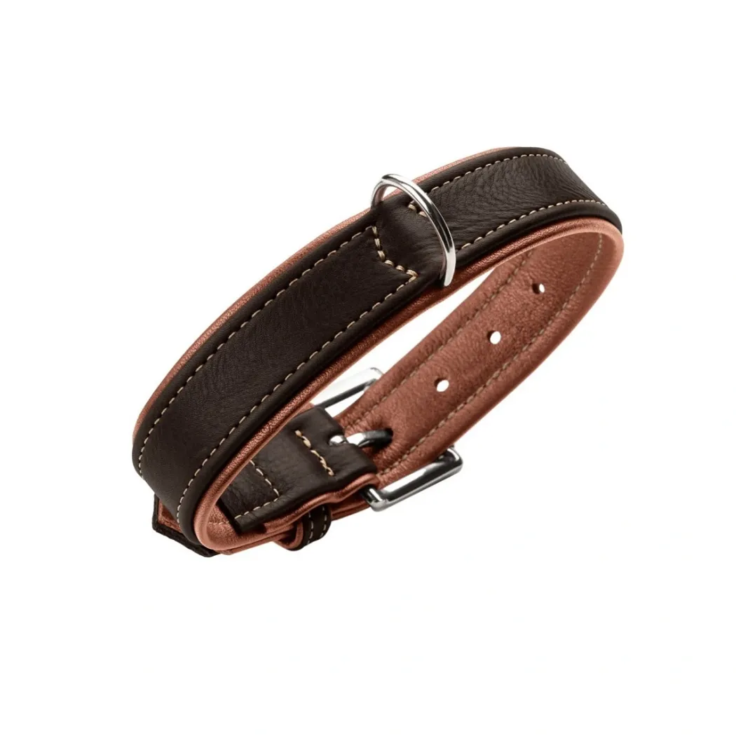 Hunter Hundehalsbånd læder Canada Elg Str.50 Sort/Cognac - 37-43 cm
