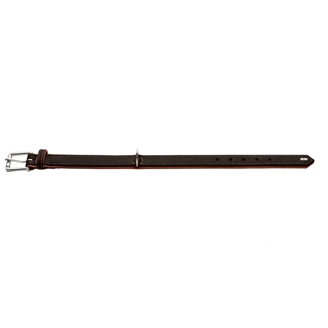 Hunter Hundehalsbånd læder Canada Elg Str.50 Sort/Cognac - 37-43 cm