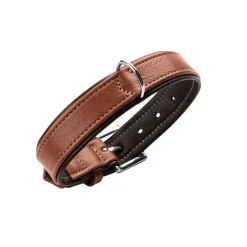 Hunter Hundehalsbånd læder Canada Elg Str.40 Cognac/Sort - 29-35 cm