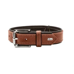 Hunter Hundehalsbånd læder Canada Elg Str.45 Cognac/Sort - 33-39 cm