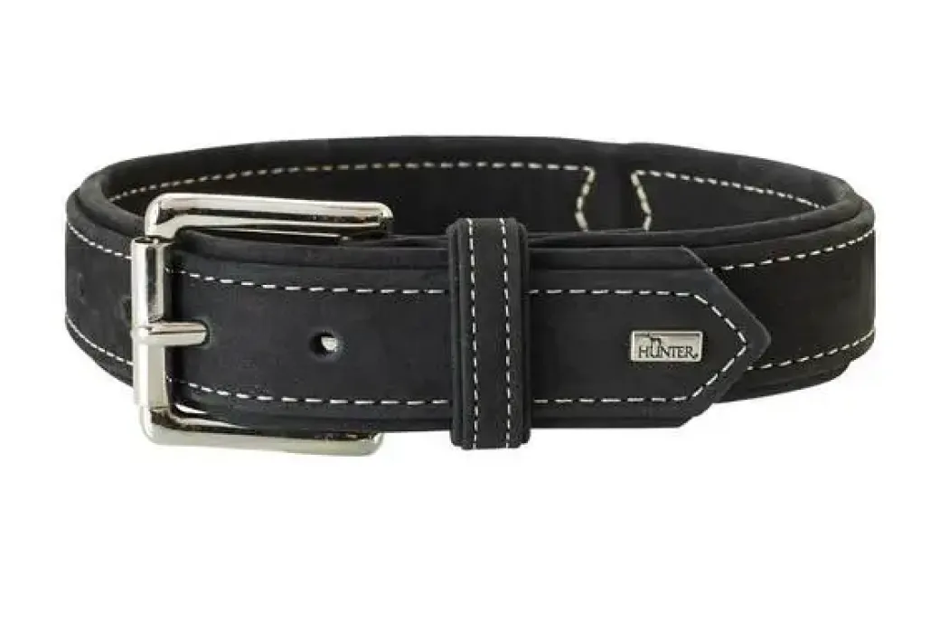 Hunter Hunting halsbånd str.45 Sort - justerbart hundehalsbånd 33 - 39 cm.