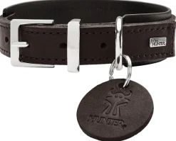 Hunter Larvik Comfort 35 Mørkebrun Hundehalsbånd - justerbart hundehalsbånd (24 - 30 cm, B