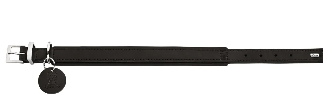 Hunter Larvik Comfort 35 Sort Hundehalsbånd - justerbart hundehalsbånd (24 - 30 cm, B 2,2
