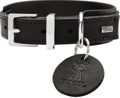Hunter Larvik Comfort 35 Sort Hundehalsbånd - justerbart hundehalsbånd (24 - 30 cm, B 2,2