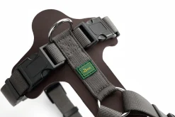 Hunter Mixed Aalborg læder hundesele S mørkebrun/grå hals 50-66 cm - komfort og støtte