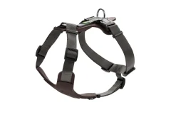 Hunter Mixed Aalborg læder hundesele M mørkebrun/grå hals 55-67 cm - komfort og naturlig støtte