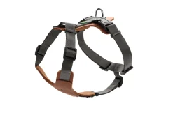 Hunter Mixed Aalborg læder hundesele XS-S cognac/grå hals 40-50 cm - blød og sikker pasform