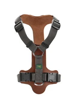 Hunter Mixed Aalborg læder hundesele XS-S cognac/grå hals 40-50 cm - blød og sikker pasform