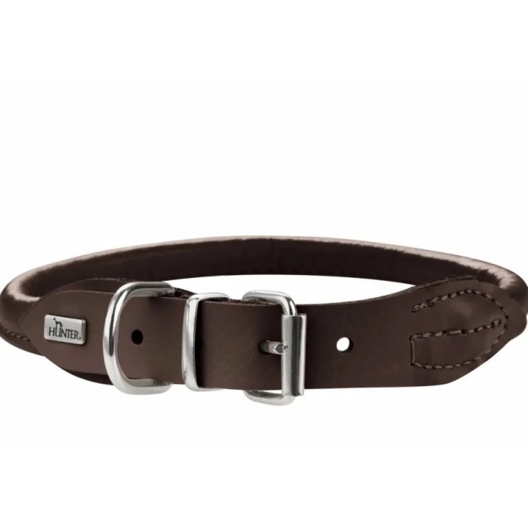 Hunter rundsyet elghalsbånd 50 brun - justering 41-46 cm