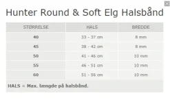 Hunter rundsyet elghalsbånd sort 55 cm - justering 46-51 cm til store hunde