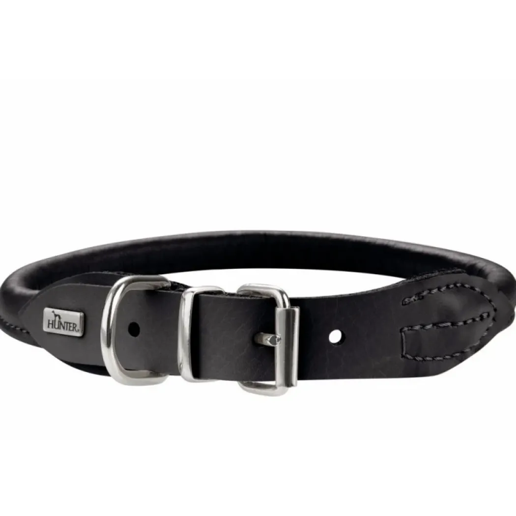 Hunter rundsyet elghalsbånd 50 sort - justering 41-46 cm skånsom komfort til store hunde