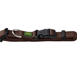Hunter Vario Basic Halsbånd Brun M 30-45 cm - Ekstra bredt og komfortabelt nylonhalsbånd