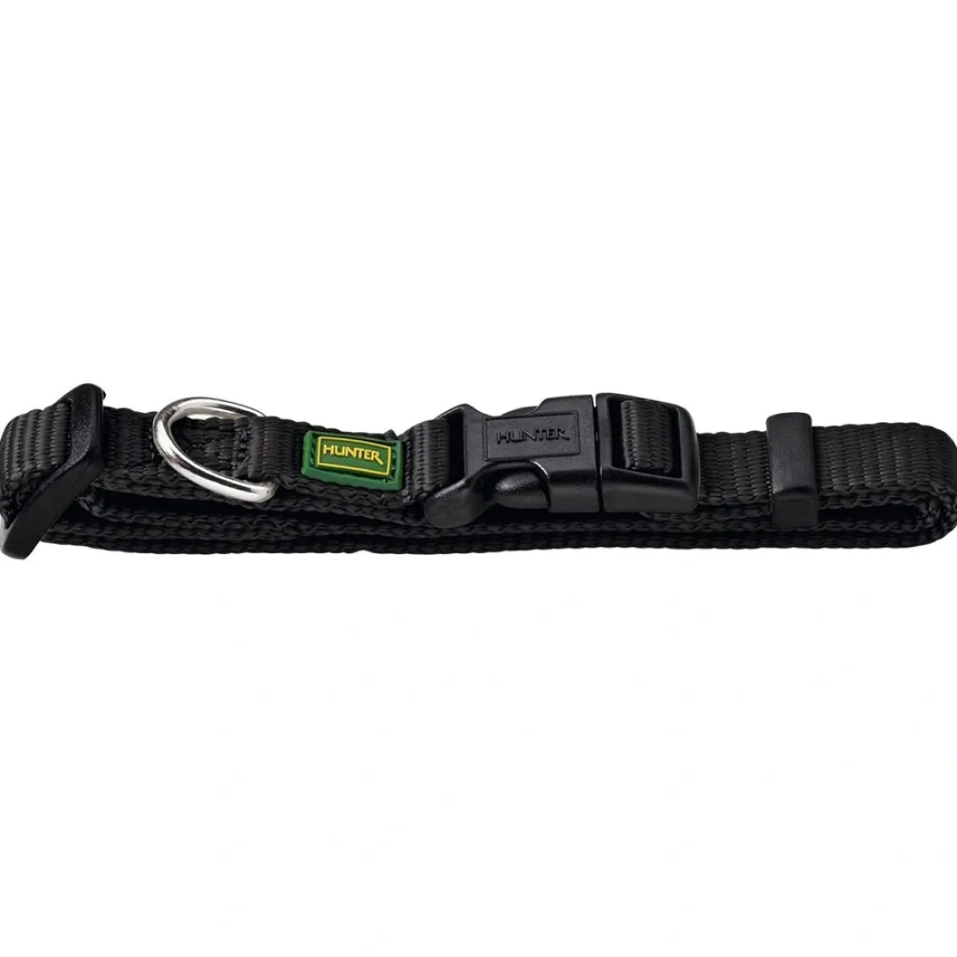 Hunter Vario Basic Halsbånd Sort S 22-35 cm - Komfortabelt nylonhalsbånd