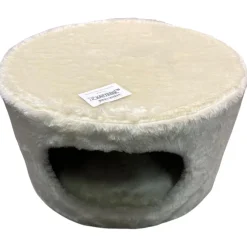 Kattens no 1 Rund hule med plys i beige Ø 50 cm med stor indgang
