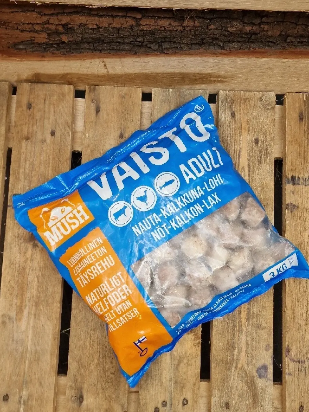 MUSH Vaisto Blå Okse Kalkun Laks - 3 kg råfoder til hund