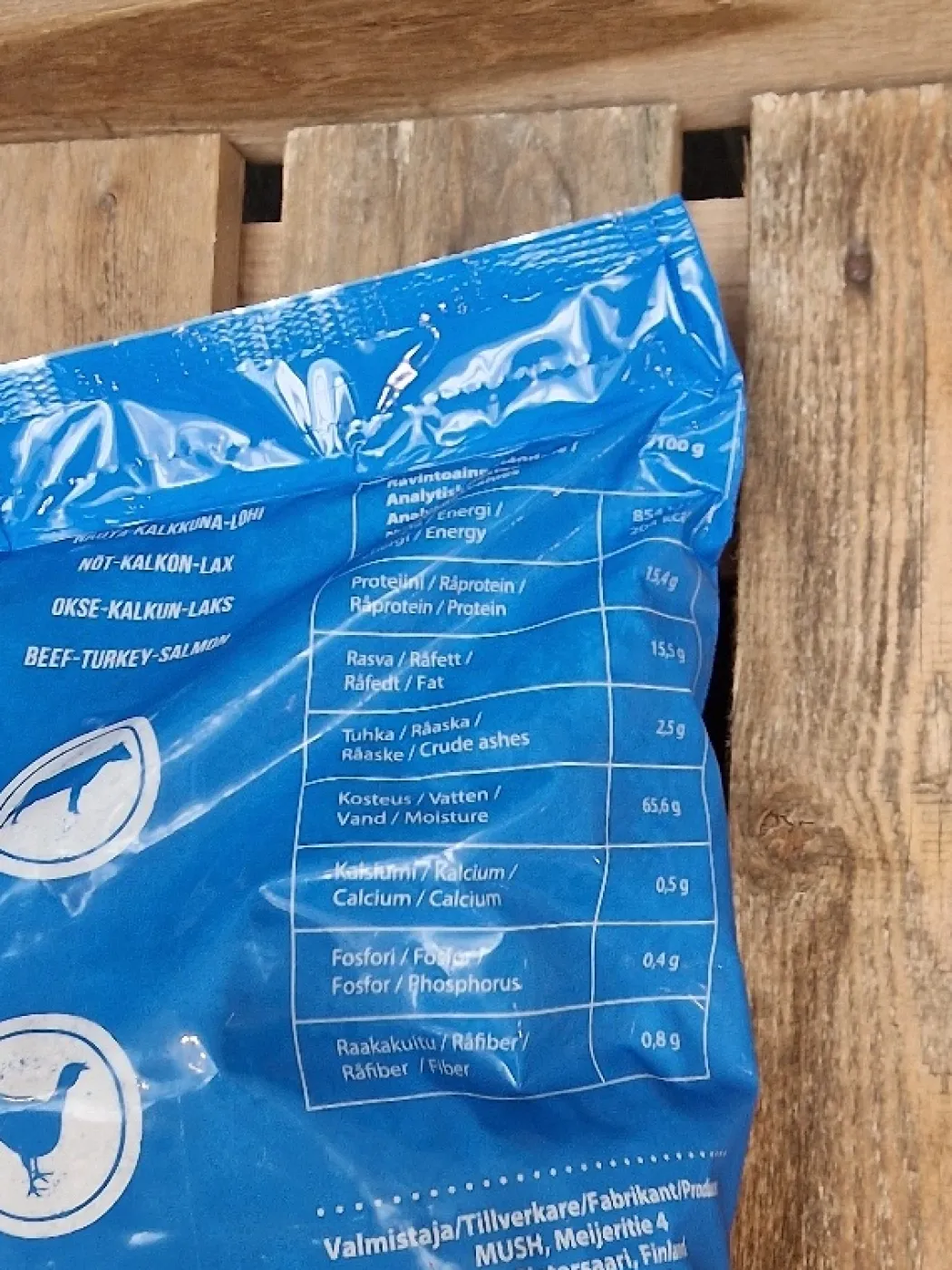 MUSH Vaisto Blå Okse Kalkun Laks - 3 kg råfoder til hund