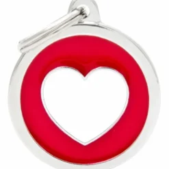 My Family Hundetegn Charm Cirkel Med Hjerte Rød