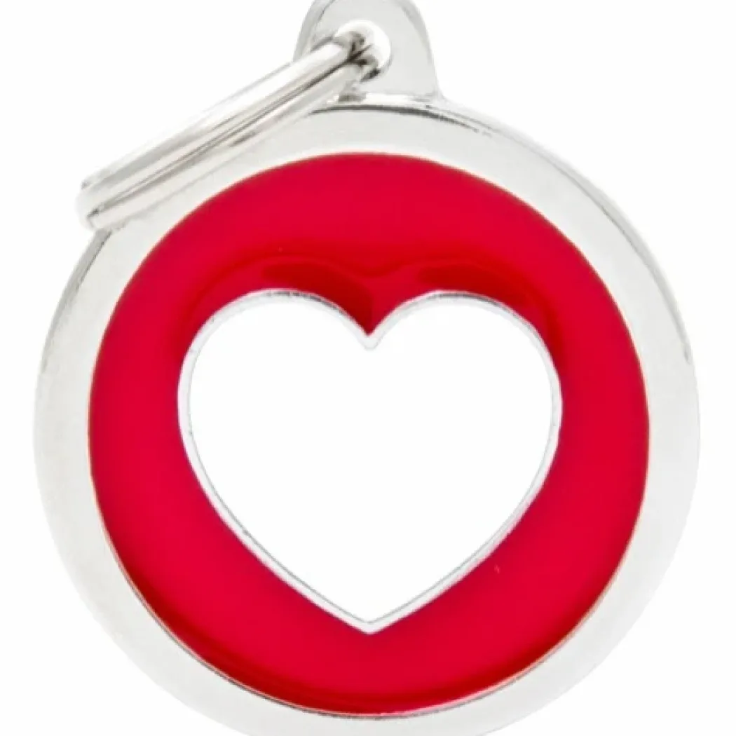 My Family Hundetegn Charm Cirkel Med Hjerte Rød