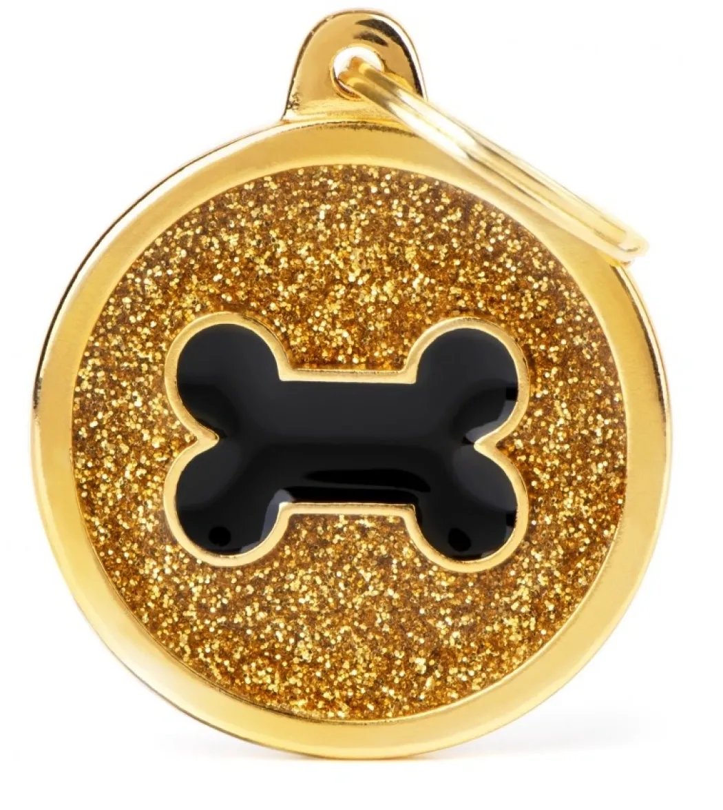 My Family Hundetegn Shine Cirkel med ben Stor Guld