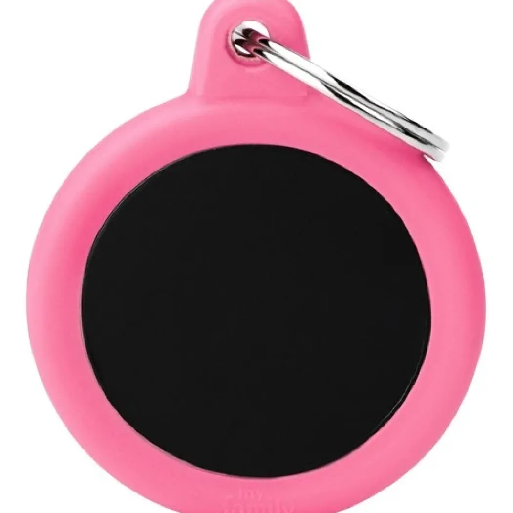My Family Hundetegn Soft Silent Strong sort og pink cirkel stor