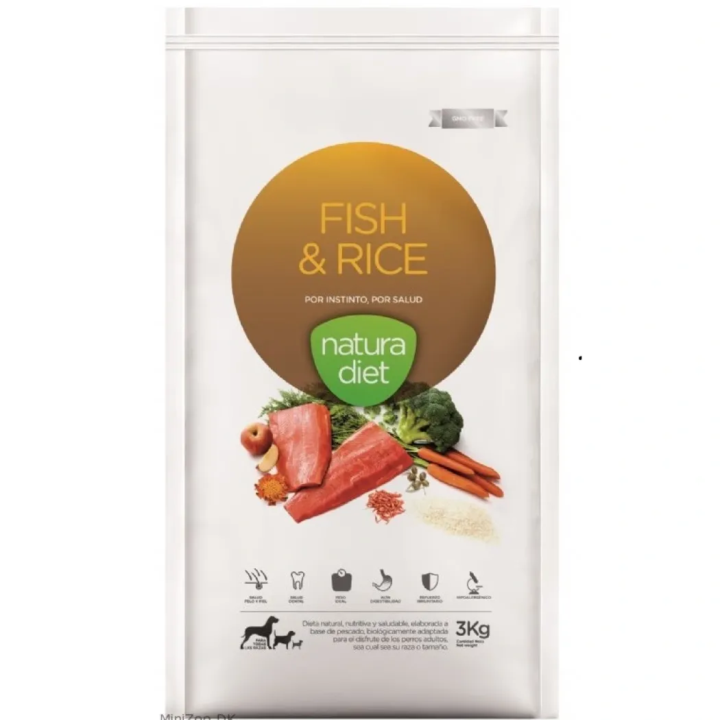 Natura Diet Fisk og Ris hundefoder 3 kg - Naturlig ernæring til hunde