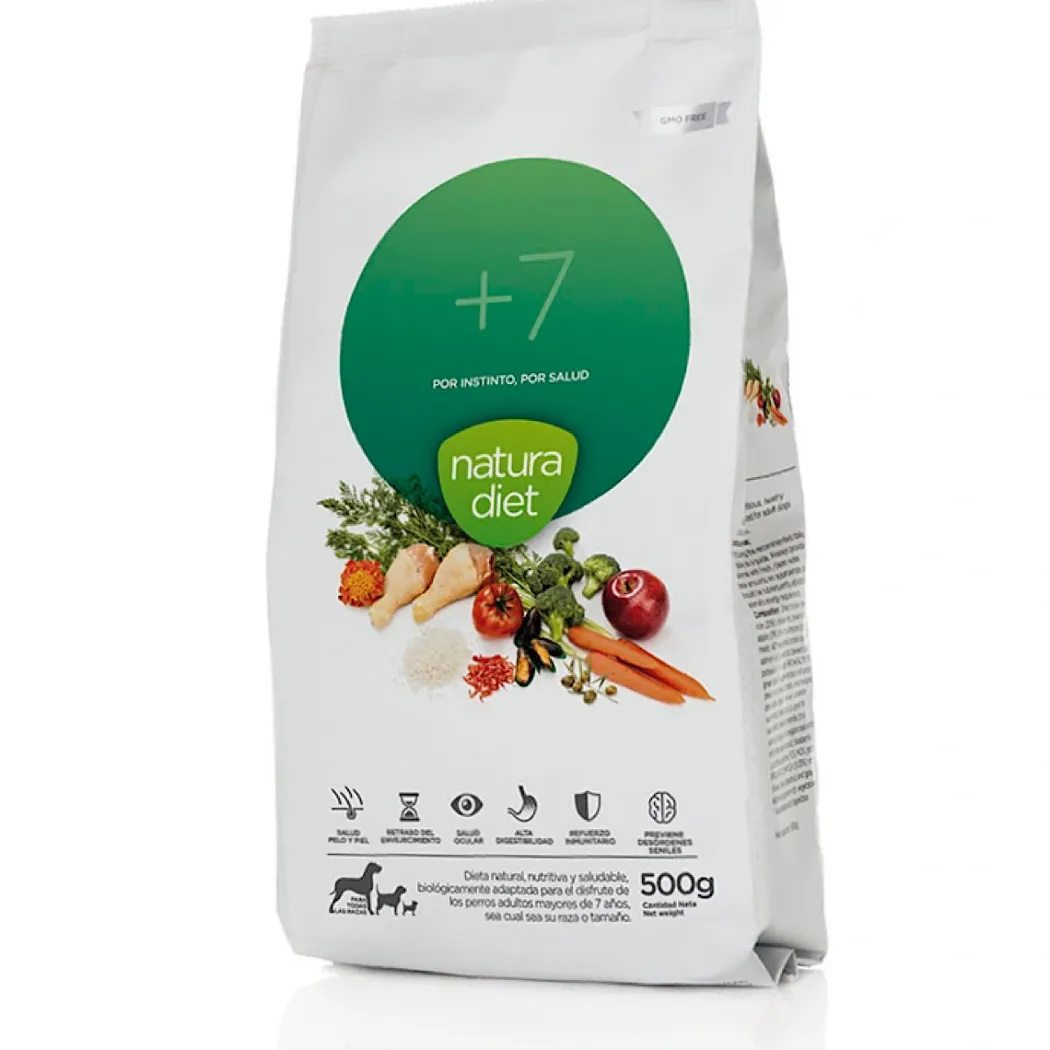 Natura Diet Hundefoder Senior +7 500 g - naturligt tørfoder til ældre hunde
