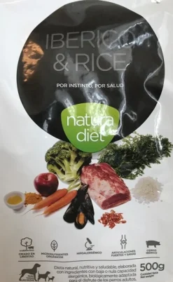 Natura Diet Iberico og Ris Hundefoder 500 g - Naturligt og allergivenligt