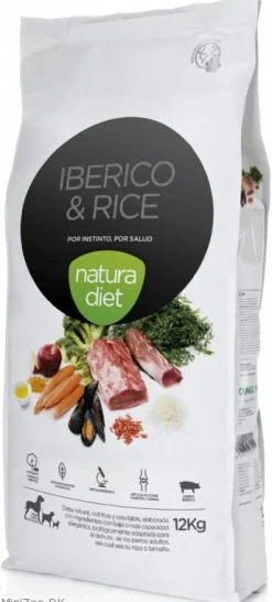 Natura Diet Iberico og Ris Hundefoder 12 kg - Naturlig ernæring til hunde