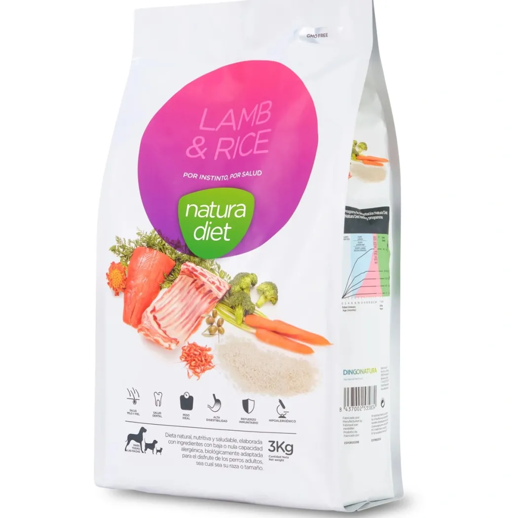 Natura Diet Lam og Ris Hundefoder 3 kg - Sundt og nærende til små og mellemstore hunde