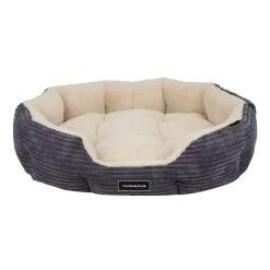 Nordic Paws Arlo Cozy L grå - stor blød hundeseng i frotte