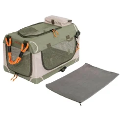 Nordic Paws Foldbart luksus hundebur i stof Army S - komfort og ro