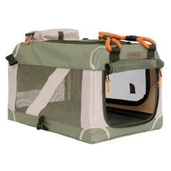 Nordic Paws Foldbart luksus hundebur i stof Army L - rummelig ro og komfort