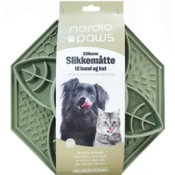 Nordic Paws Slikkemåtte 2-i-1 med skål - grøn silikone, sugekop og frysevenlig