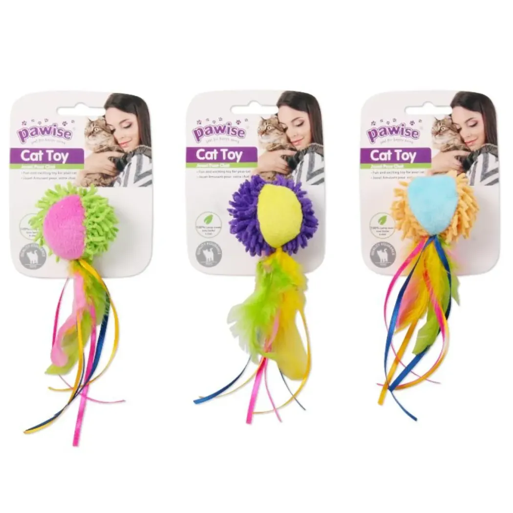 PAWISE Meow Meow Bold - kattebold med fjer og catnip